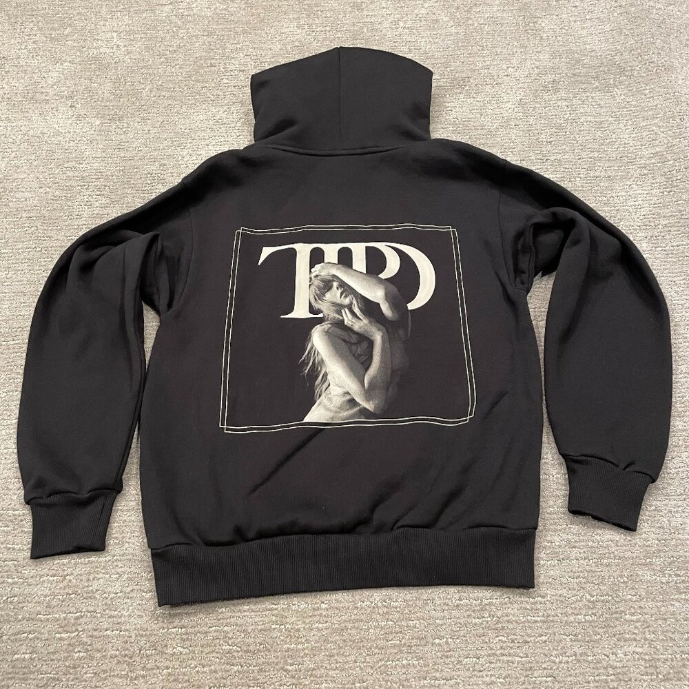 Taylor Swift Tortured Poets Hoodie Womens Small Black Spotify Exclusive Pullover